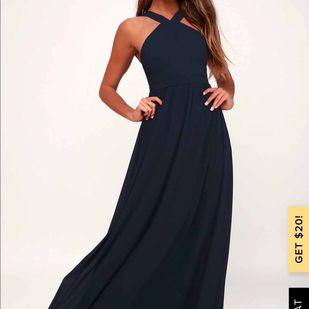 Lulus Air of Romance Navy Blue Maxi dress